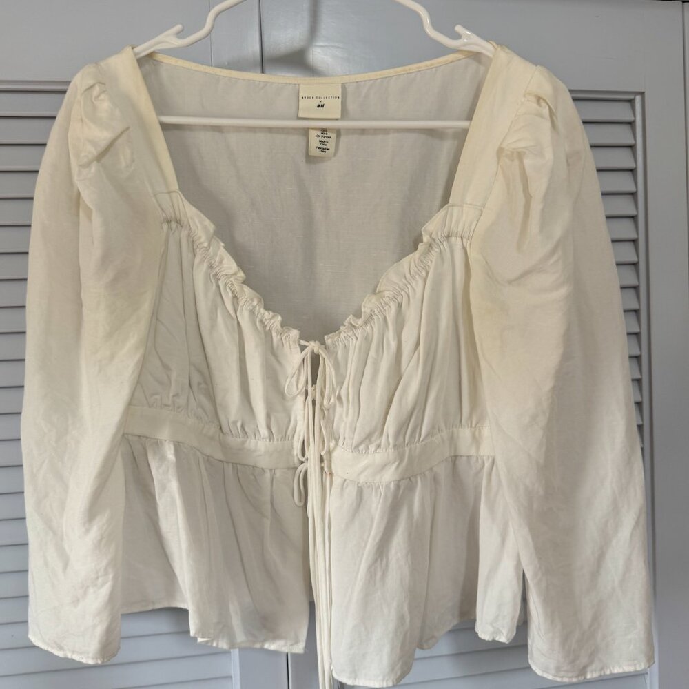 H&M x Brock Collection White Lyocell Blend Blouse